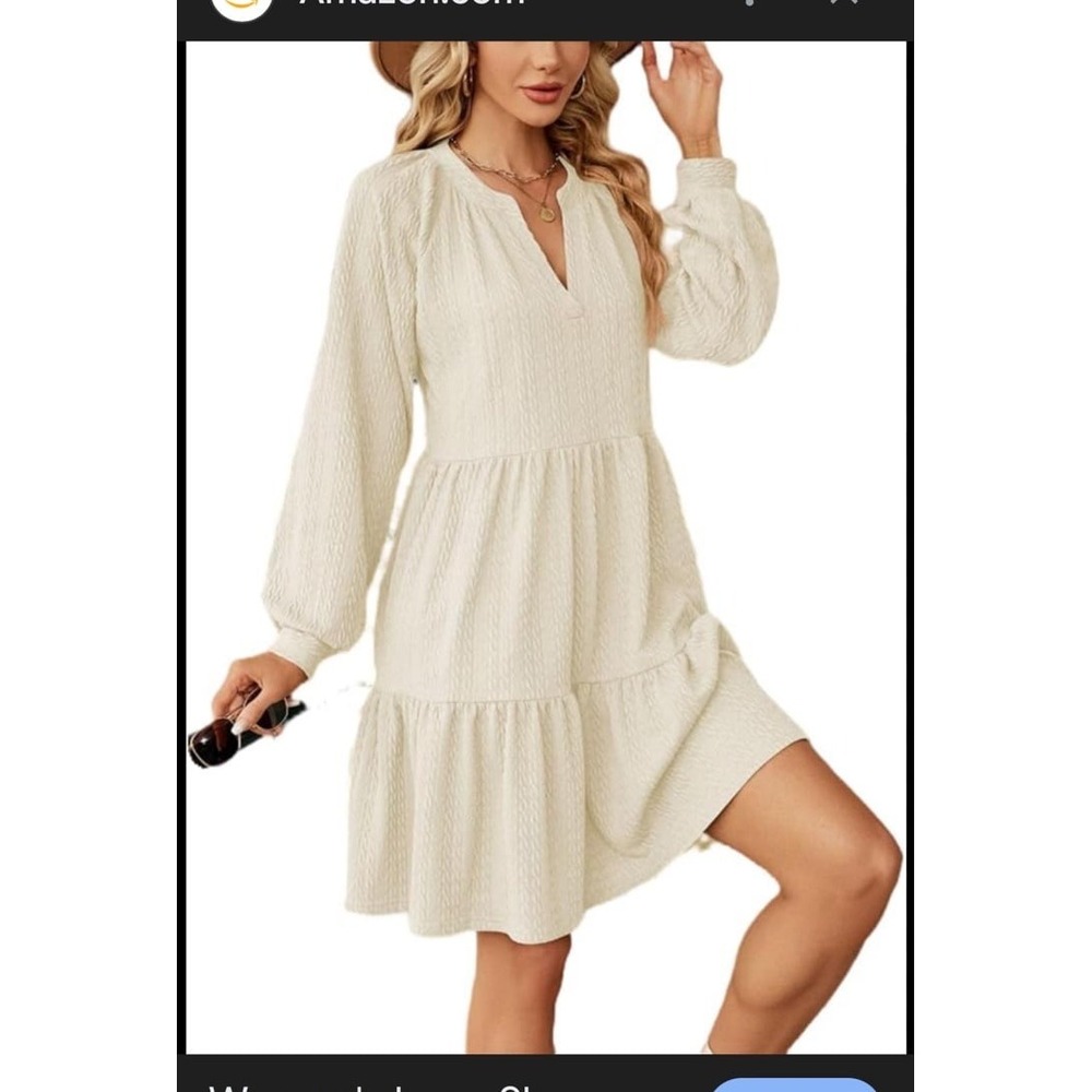 DOKOTOO cream long sleeve dress size XL.‎ NWT
